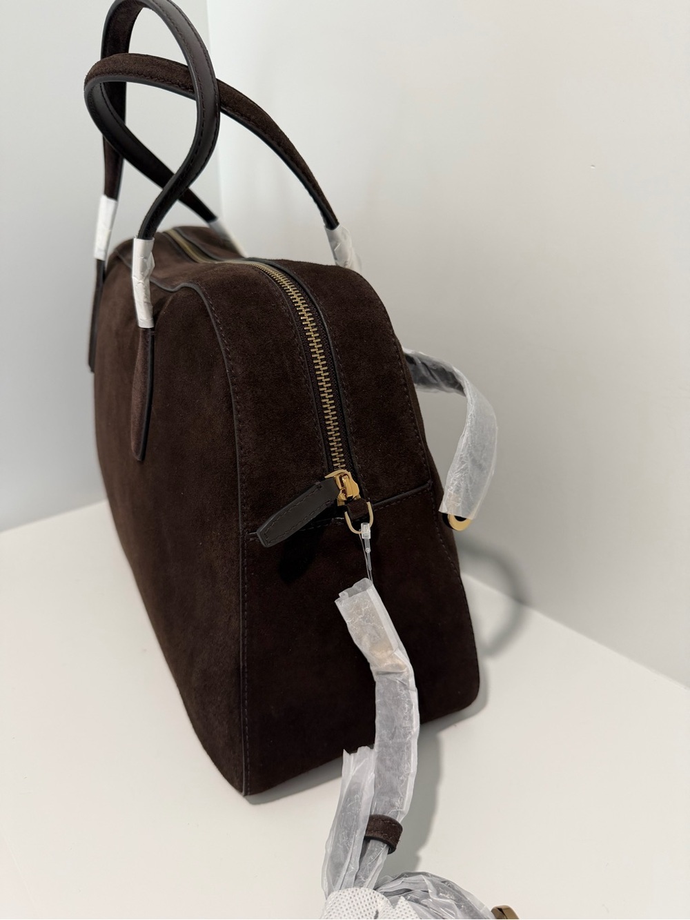 NEW Madewell Suede Large Belted Satchel Bag in Dark Carob Brown NW380 $258 - Picture 8 of 11